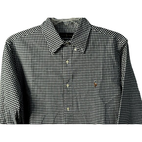Ralph Lauren Classic Fit Black White Check Shirt Sz LG Button Up LS Preppy - Picture 1 of 5